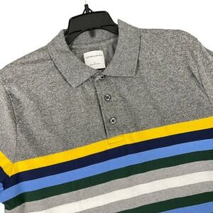 Stitches & Rivets Polo Shirt Mens L Striped Short Sleeve Casual‎ Preppy Rugby